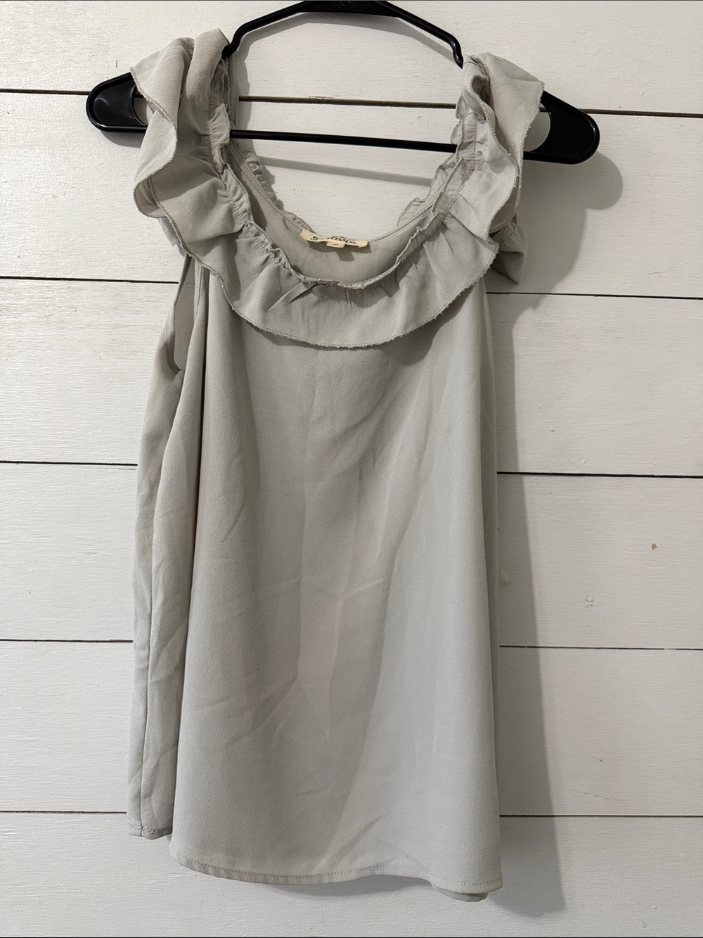 Listicle Light Gray Ruffle Neck Tank Top